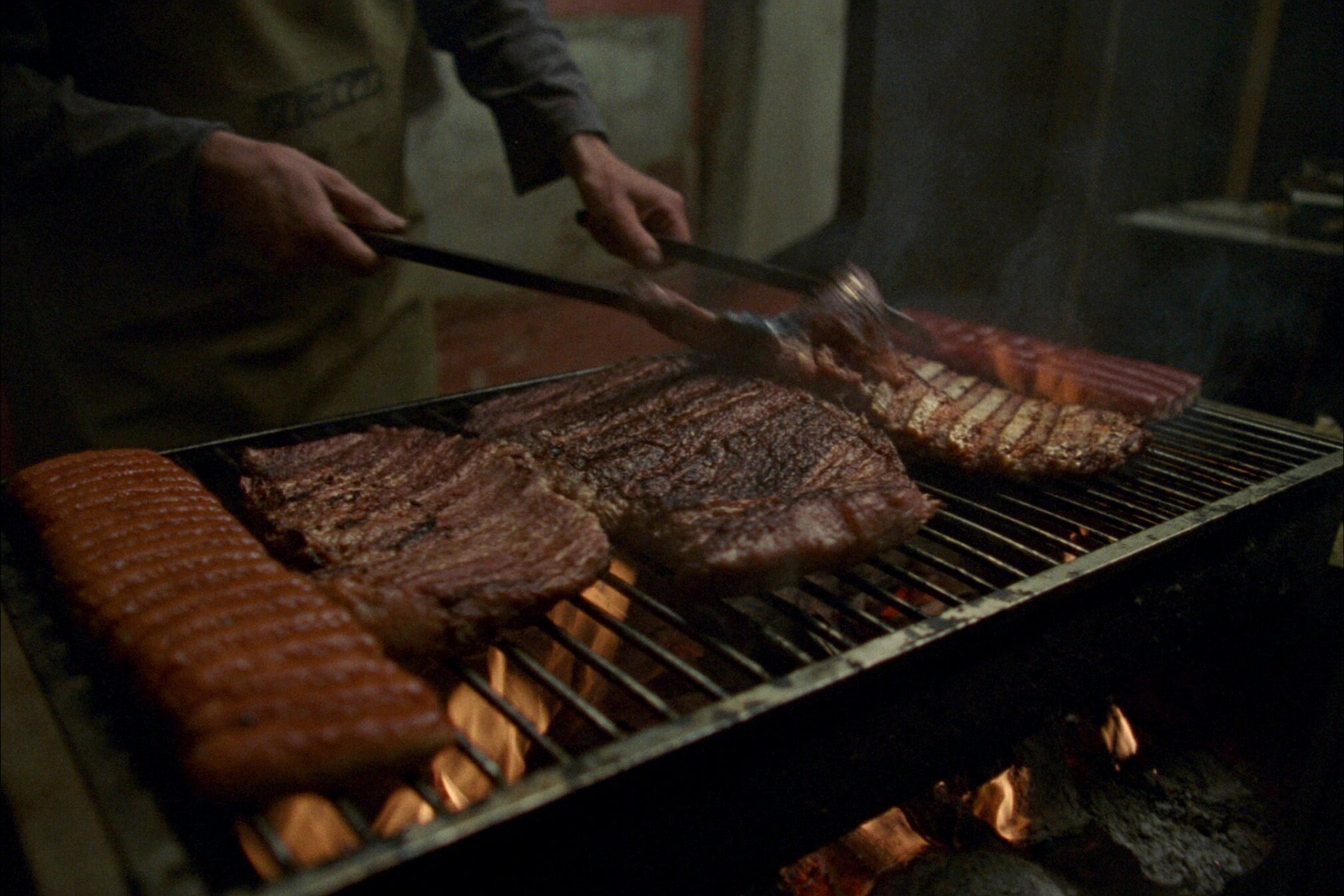 Asado on the grill at a Buenos Aires parrilla